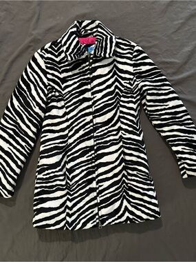 Mudd Zebra-Print Faux Fur Jacket - Black & White